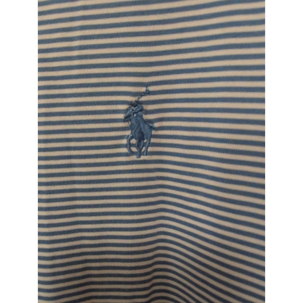 Polo Golf Ralph Lauren Shirt Mens L Blue White Short Sleeve Polo Striped Wicking - Picture 3 of 6
